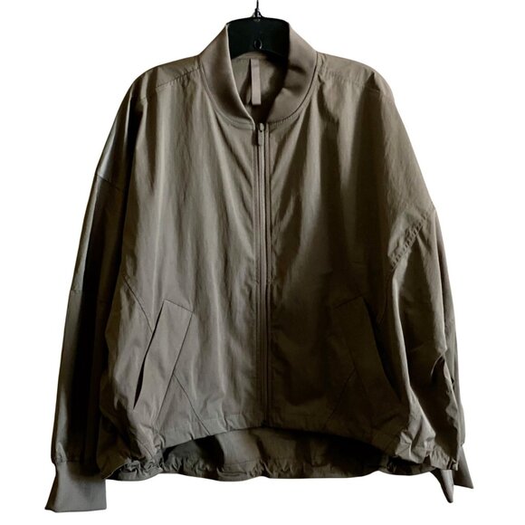 Lululemon Lightweight Hem-Cinch Bomber Jacket Womens Size Medium Green Oversized - Picture 1 of 7